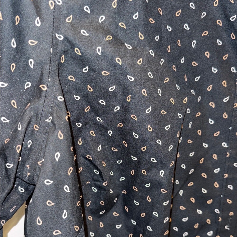 Lands' End Black Button-Down Shirt with White and Peach Paisley - Picture 3 of 5
